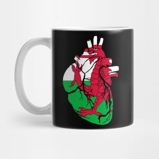 Anatomical heart design, Welsh flag Mug